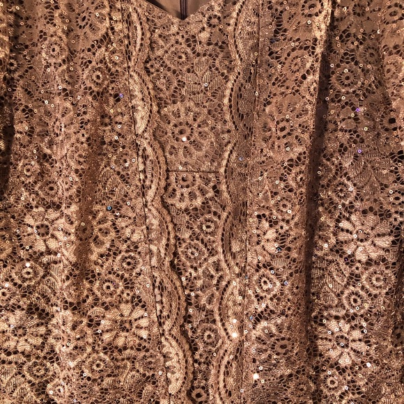 R & M Richards Sequins & Lace Dark Mocha Formal Gown & Jacket - Picture 5 of 16